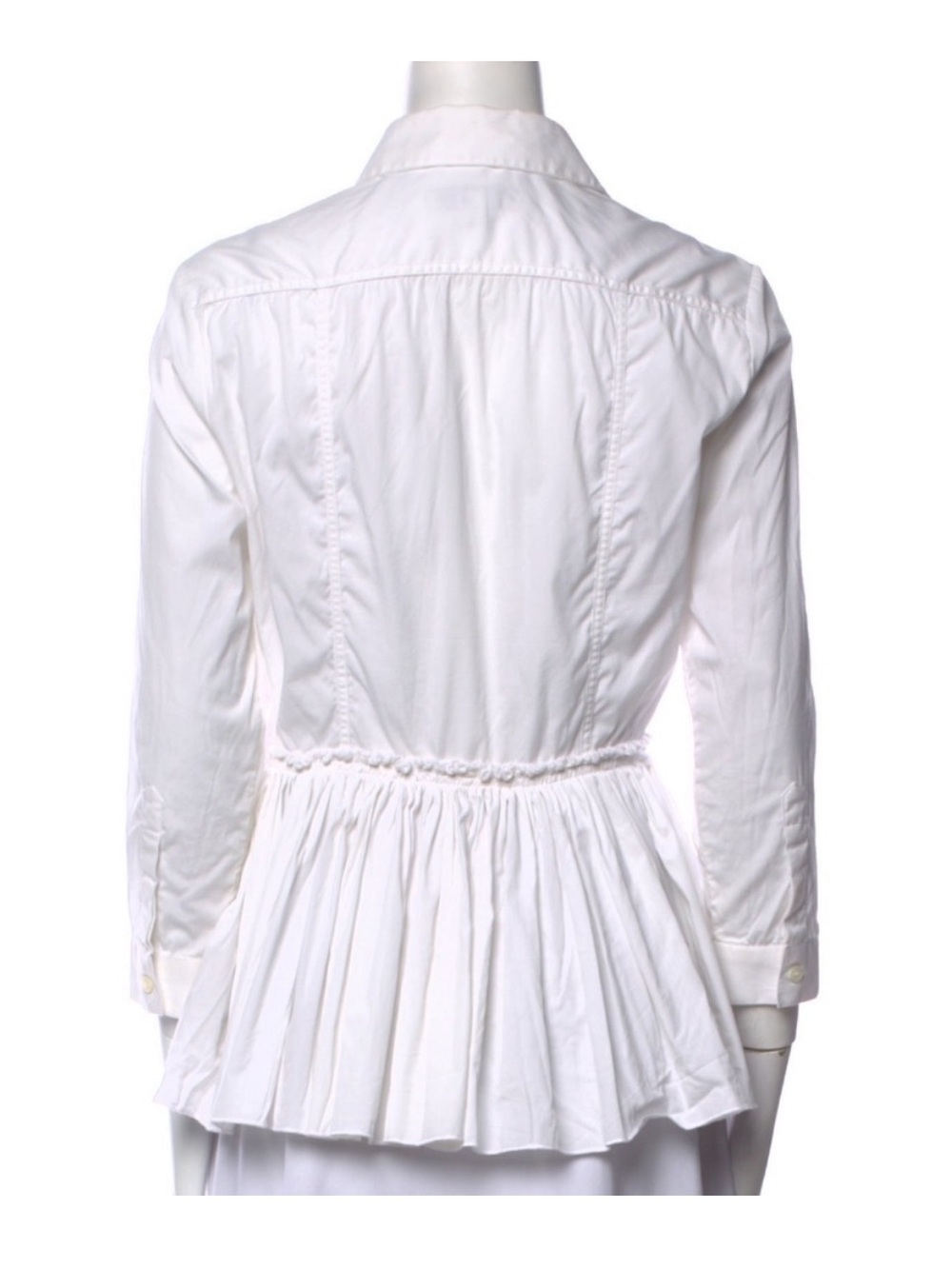 Burberry London cotton blend blouse w/gathered waist and ruffle hem, sz4, EUC - Picture 3 of 10